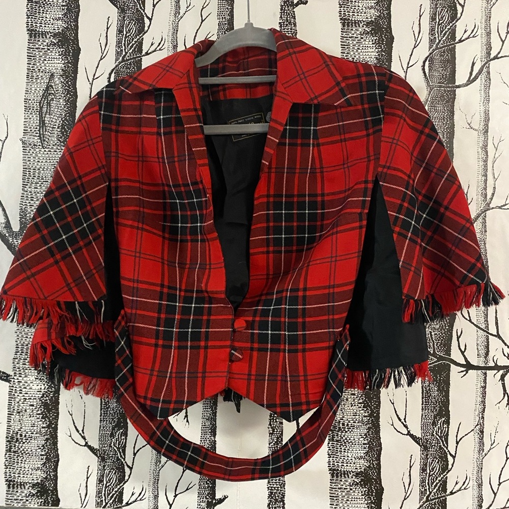 Highland Queen Red Plaid Cape Blazer